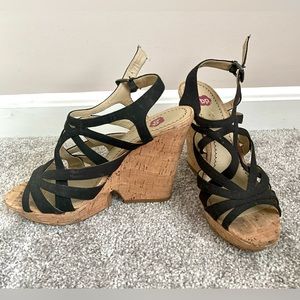 BP by Nordstrom Black Cork Wedge Shoes